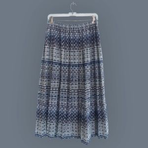 Vintage Blue Pleated Maxi Skirt